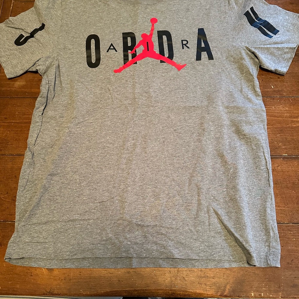 Jordan Gray T-Shirt with Red Logo